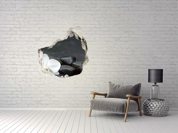 Samoprzylepna naklejka fototapeta Kwiat i kamienie na tle wody