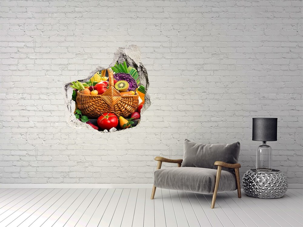 Naklejka 3D dziura Kosz warzyw owoców