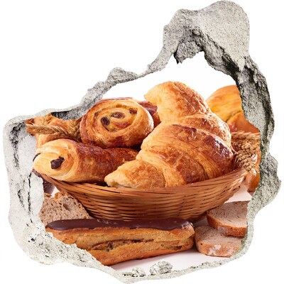Naklejka 3D dziura na ścianę Pyszne wypieki w koszyku