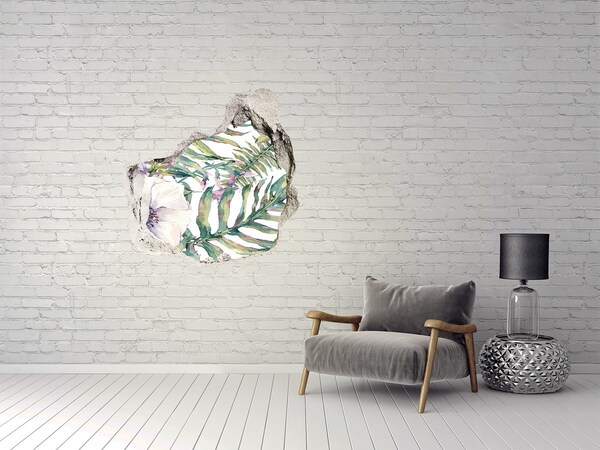 Naklejka 3D dziura na ścianę Tropikalny ogród za ścianą