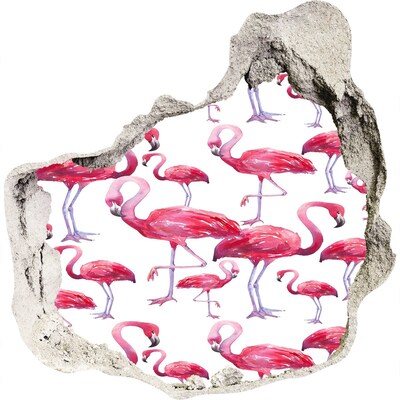 Dziura 3d fototapeta na ścianę naklejka Flamingi
