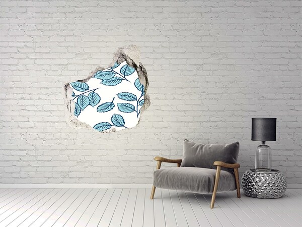 Naklejka 3D dziura na ścianę samoprzylepna Zielone liście na tle ściany