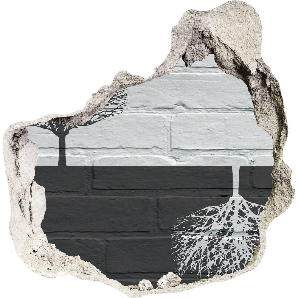 Dziura 3d fototapeta ścienna Drzewa na murze