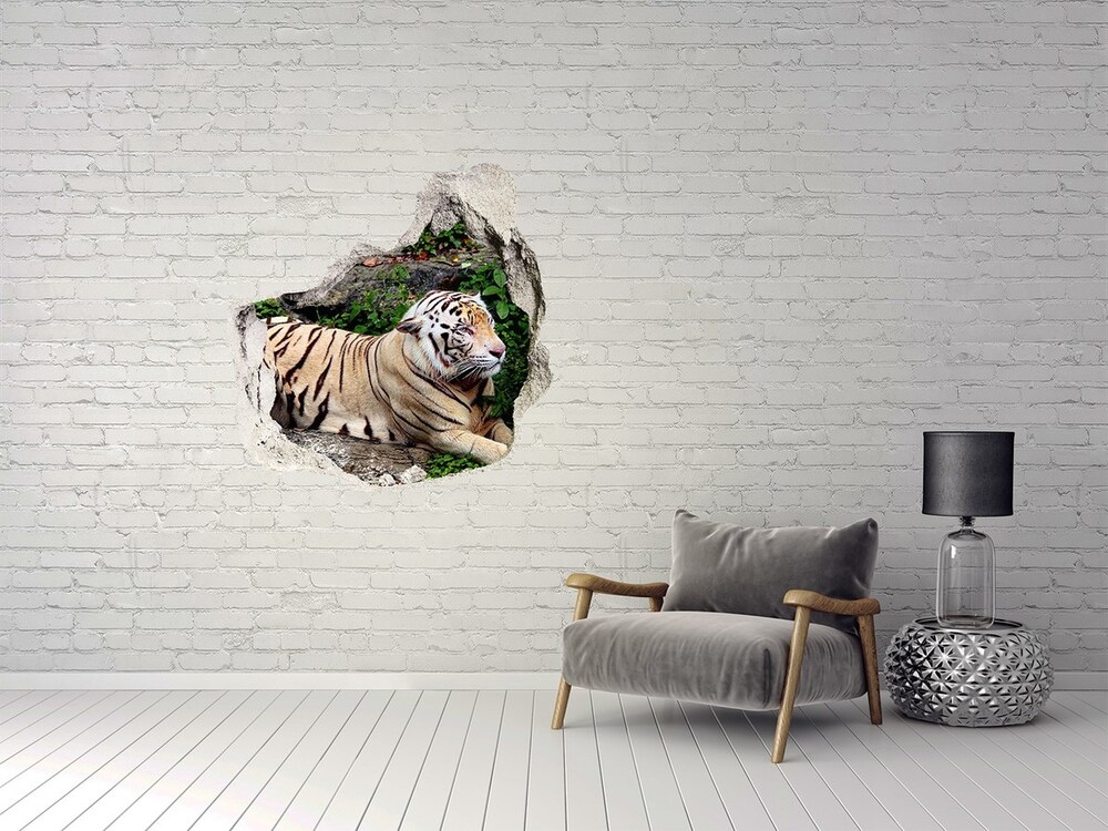 Fototapeta dziura na ścianę Tygrys na skale