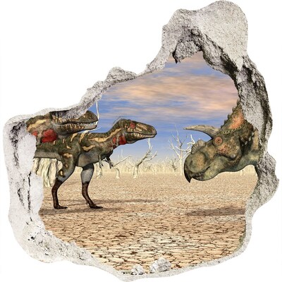Dziura 3d fototapeta naklejka Dinozaury