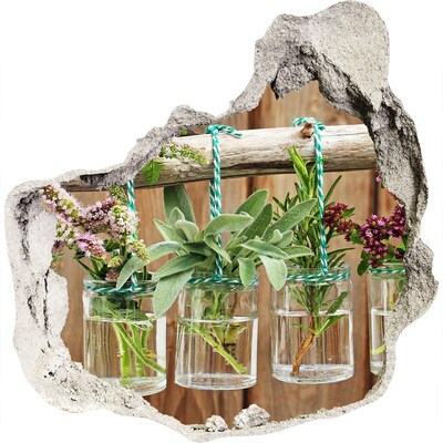 Samoprzylepna naklejka fototapeta Ziołowy ogród w słoikach