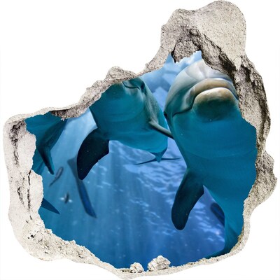 Dziura 3d fototapeta na ścianę Trzy delfiny