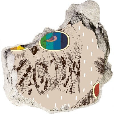 Dziura 3d fototapeta naklejka Oko sowy w dziurze w ścianie