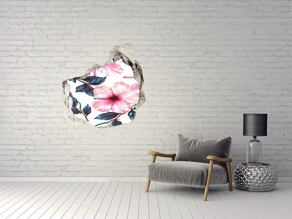 Naklejka 3D dziura na ścianę Kwiaty hibiskusa