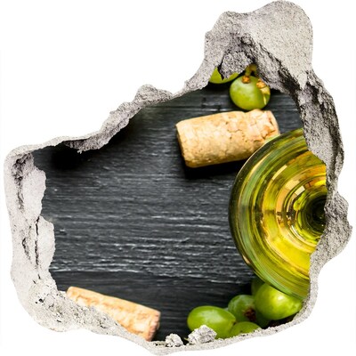 Naklejka 3D dziura na ścianę Wino i winogrona