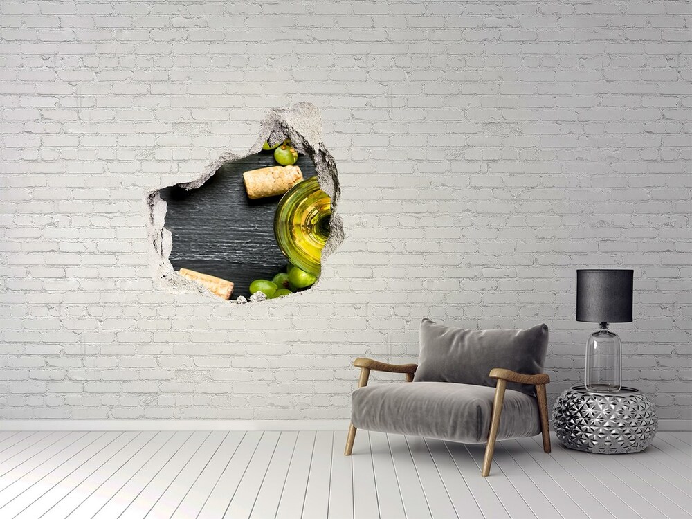Naklejka 3D dziura na ścianę Białe wino i owoce