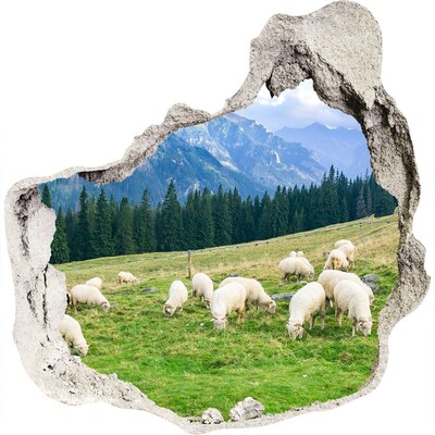 Dziura 3d w ścianie naklejka Owce w Tatrach