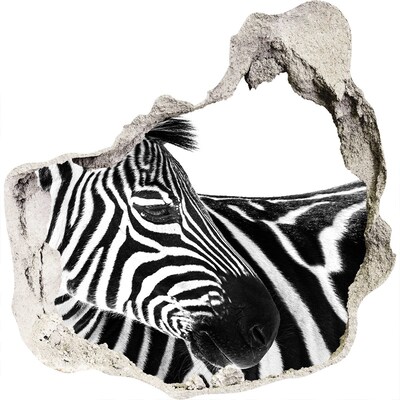 Dziura 3d fototapeta naklejka Zebra w dziurze w ścianie