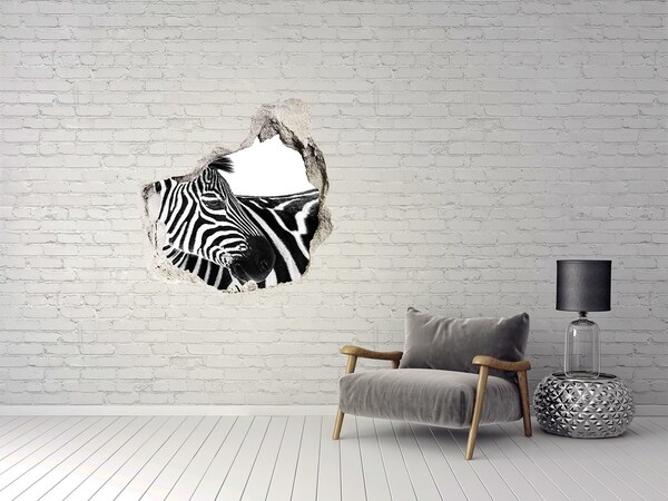 Dziura 3d fototapeta naklejka Zebra w śniegu