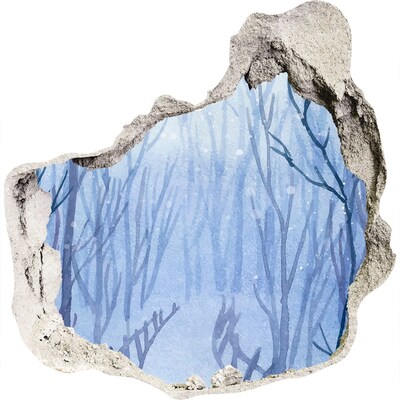 Dziura 3d w ścianie naklejka Zimowy krajobraz przez dziurę w ścianie