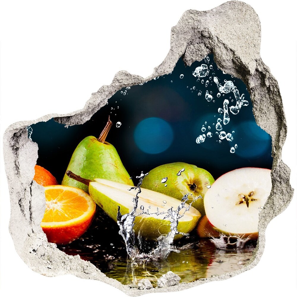 Naklejka 3D dziura okleina Owoce i woda