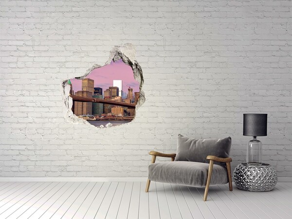 Fototapeta dziura na ścianę 3d Widok na Brooklyn Bridge w Nowym Jorku
