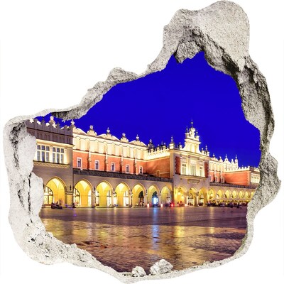 Fototapeta dziura na ścianę 3d Krakowski Rynek Główny w nocy
