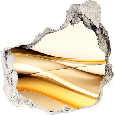 Dziura 3d fototapeta naklejka Złote fale w dziurze w ścianie