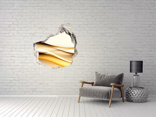 Dziura 3d fototapeta naklejka Złote fale w dziurze w ścianie