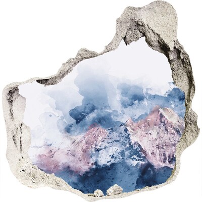 Dziura 3d w ścianie naklejka Górski krajobraz w dziurze w ścianie