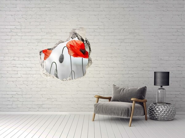 Samoprzylepna naklejka na ścianę fototapeta Kwiaty w dziurze w ścianie