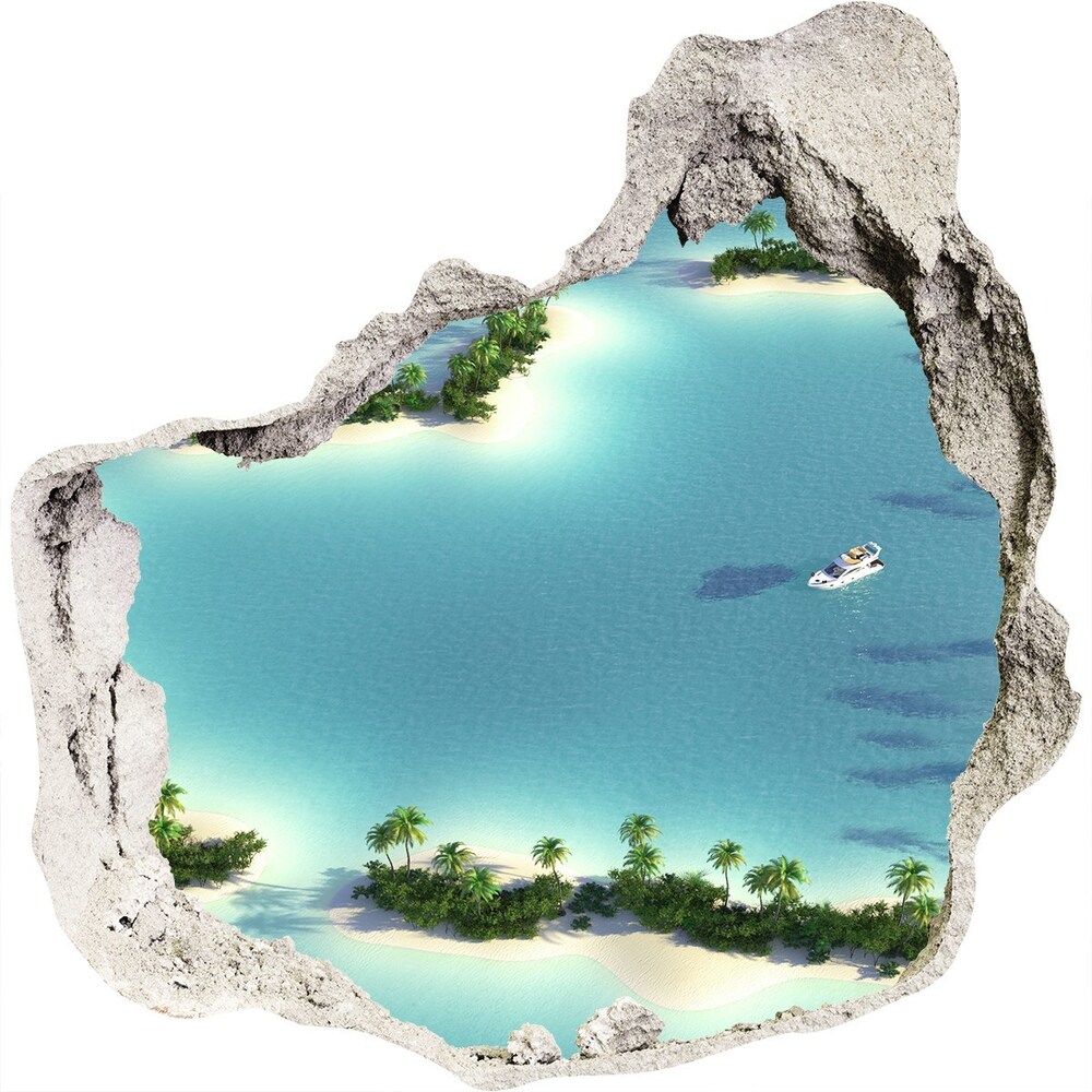 Dziura 3d w ścianie naklejka Wyspy kształt serca