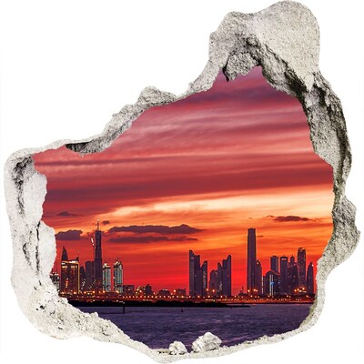 Fototapeta dziura na ścianę 3d Zachód słońca Dubaj