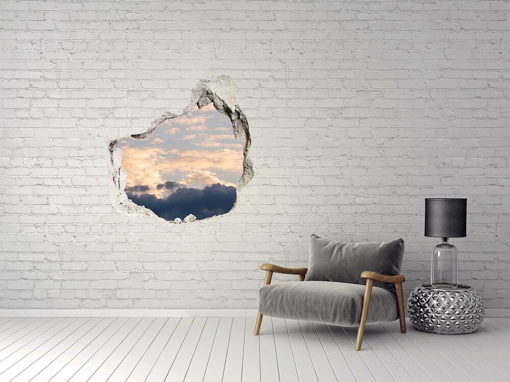 Dziura 3d w ścianie naklejka Chmury na niebie
