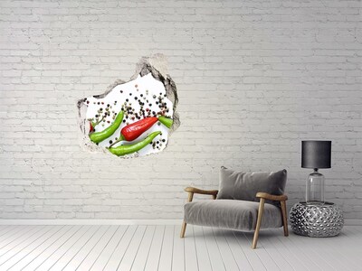 Naklejka 3D dziura na ścianę Papryczki chilli