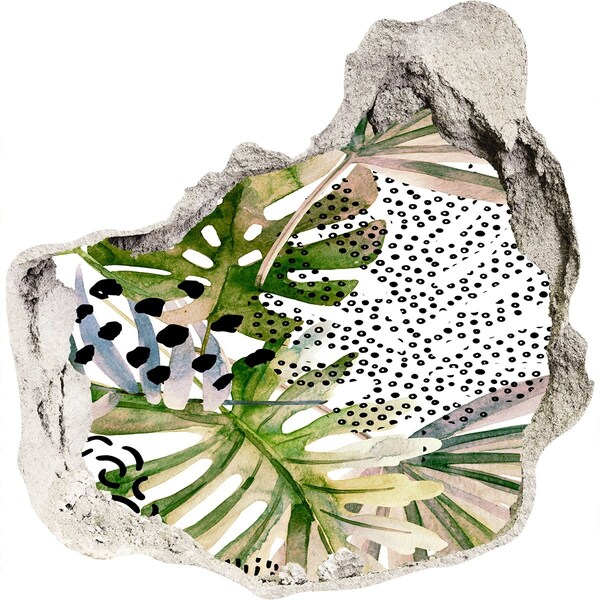 Naklejka 3D dziura na ścianę Tropikalny ogród w dziurze w ścianie