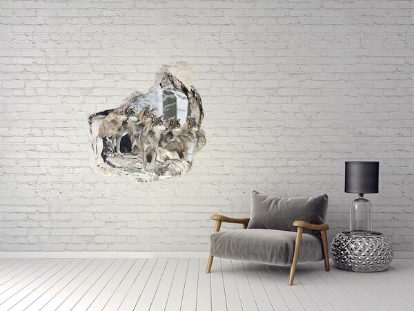 Dziura 3d fototapeta ścienna Wilki w naturalnym środowisku