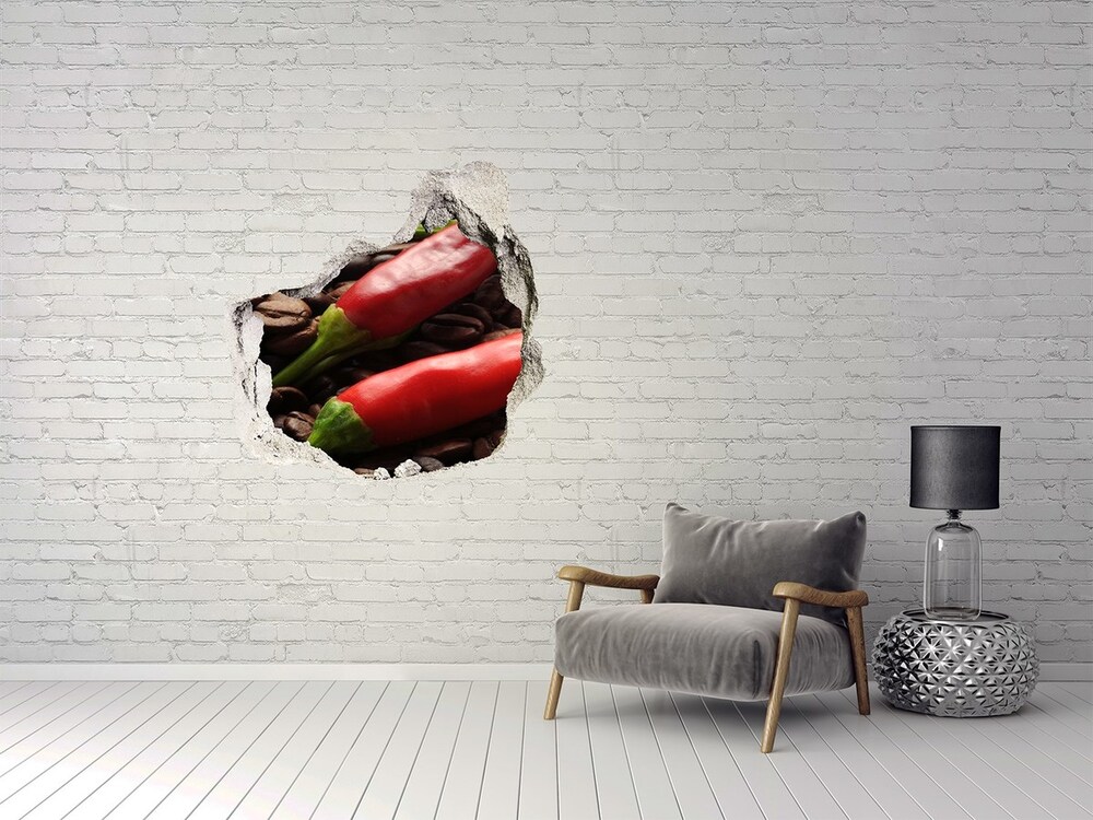 Naklejka 3D dziura na ścianę Chilli i kawa