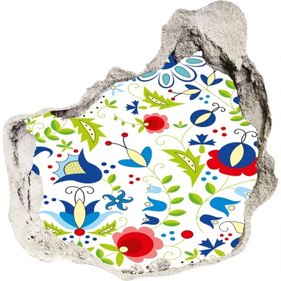 Naklejka 3D dziura na ścianę Kwiatowy wzór na tle betonu