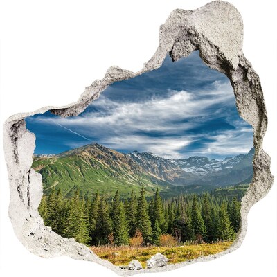 Dziura 3d w ścianie naklejka Jesień w Tatrach