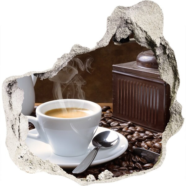 Naklejka dziura na ścianę Kawa w kawiarni