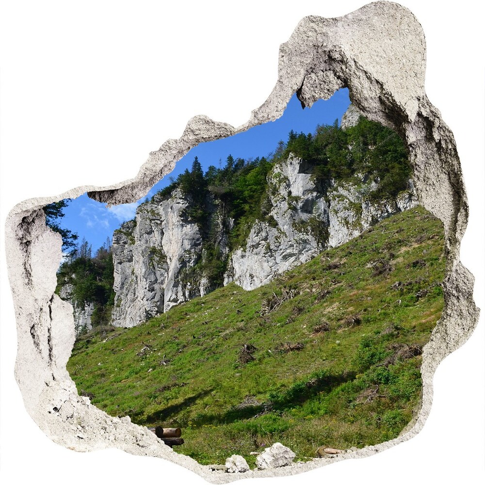 Dziura 3d w ścianie naklejka Skaliste szczyty