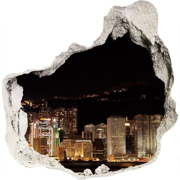 Fototapeta dziura na ścianę 3d Nocna panorama miasta