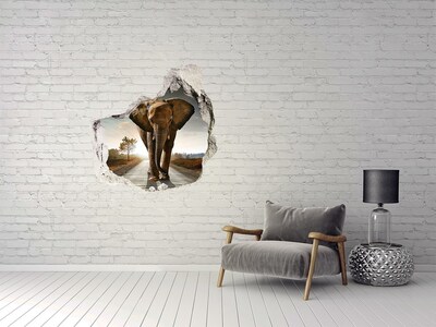 Dziura 3d fototapeta na ścianę Spacerujący słoń