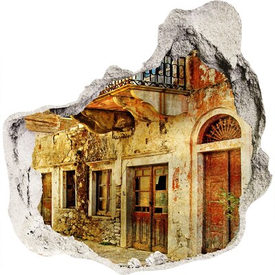 Fototapeta dziura na ścianę 3d Zrujnowany dom w malowniczej scenerii