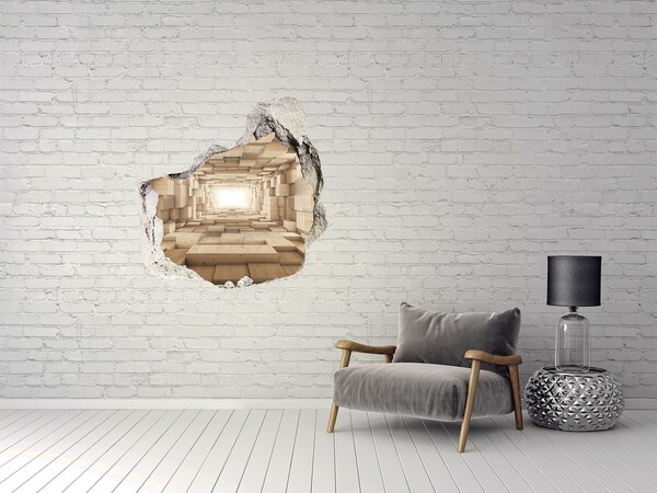 Dziura 3d fototapeta naklejka Drewniany labirynt w ścianie