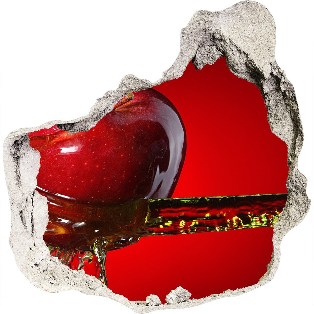 Naklejka 3D dziura na ścianę Jabłko i woda