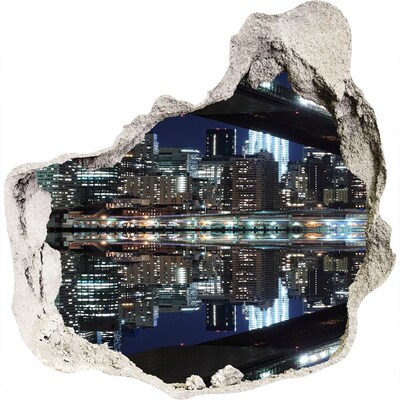 Fototapeta dziura na ścianę 3d Nocna panorama miasta
