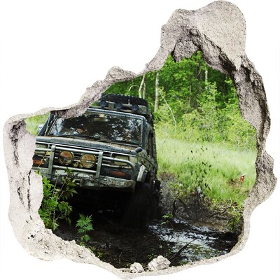 Foto zdjęcie dziura na ścianę Jeep w lesie