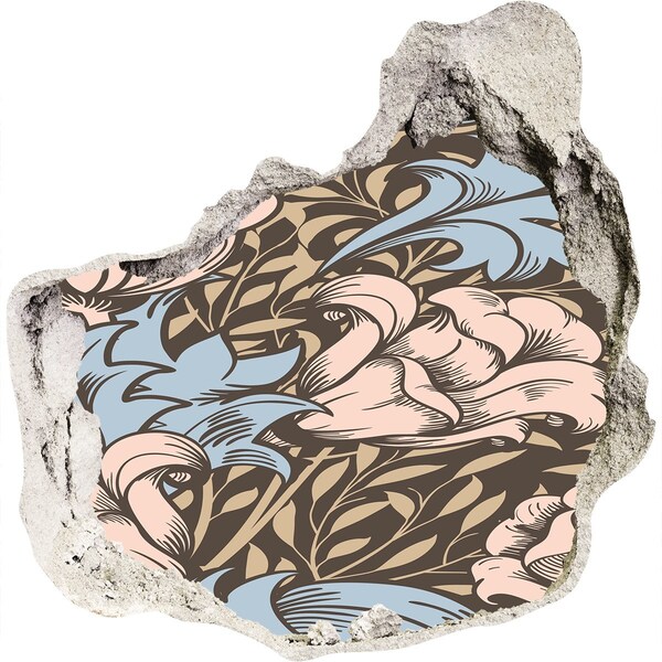 Naklejka 3D dziura na ścianę Kwiatowy wzór w dziurze w ścianie