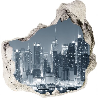 Fototapeta dziura na ścianę 3d Nowojorska panorama nocą