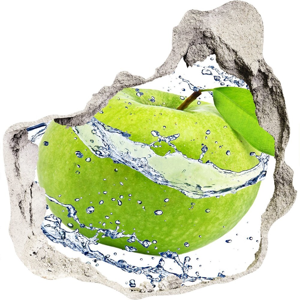 Naklejka 3D dziura na ścianę Zielone jabłko