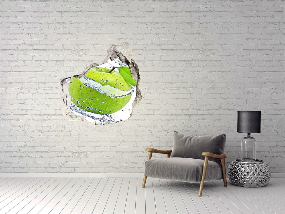Naklejka 3D dziura na ścianę Zielone jabłko