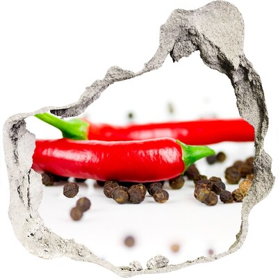 Naklejka 3D dziura na ścianę Chilli i pieprz