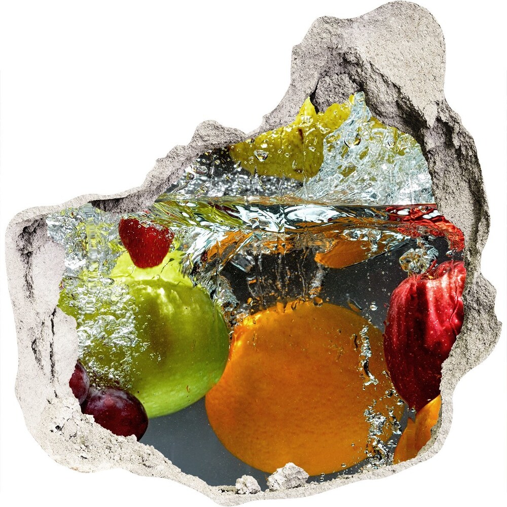 Naklejka 3D dziura okleina Owoce i warzywa